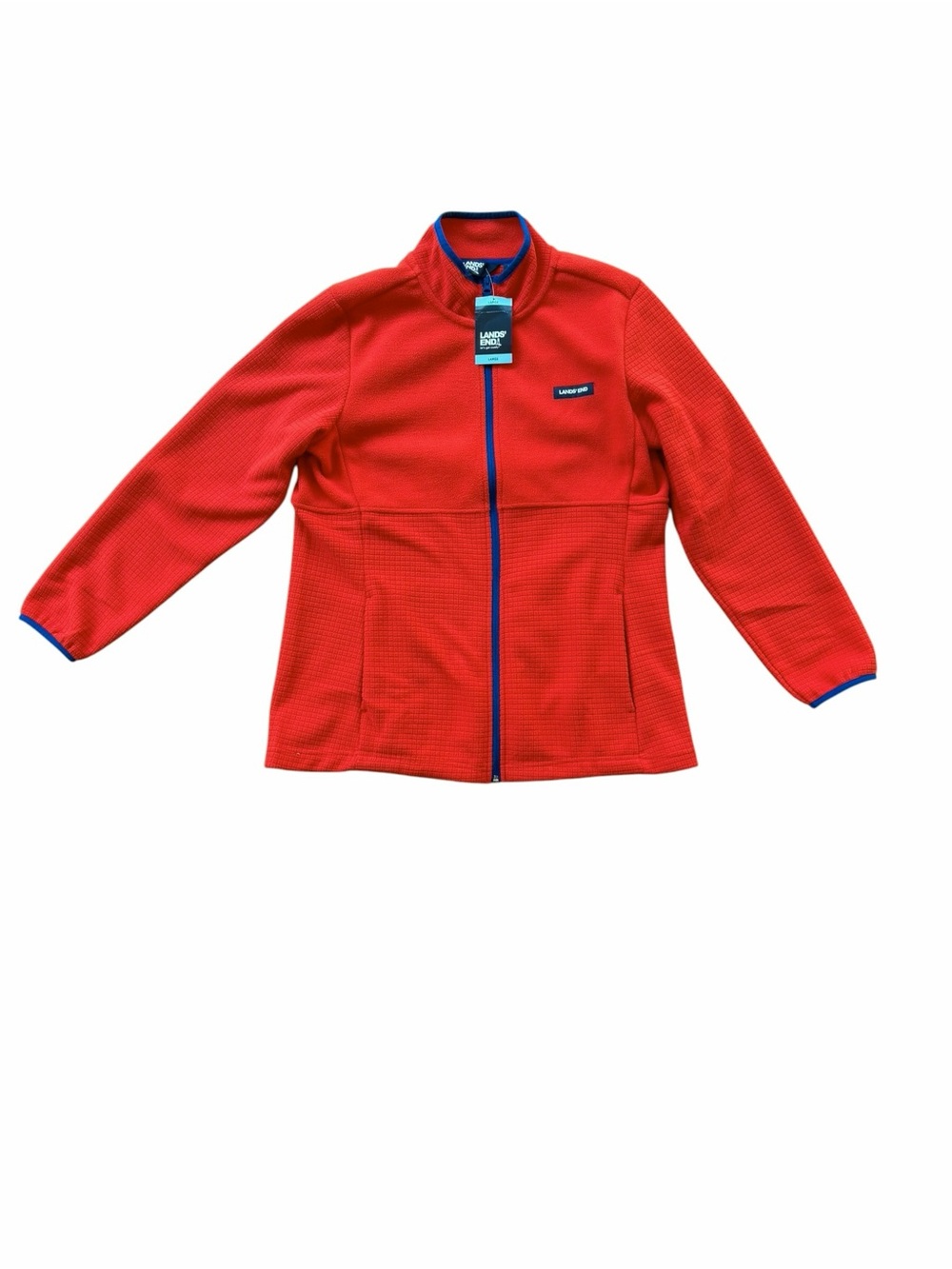 Lands’ End Red Orange Fleece Zip Up Jacket